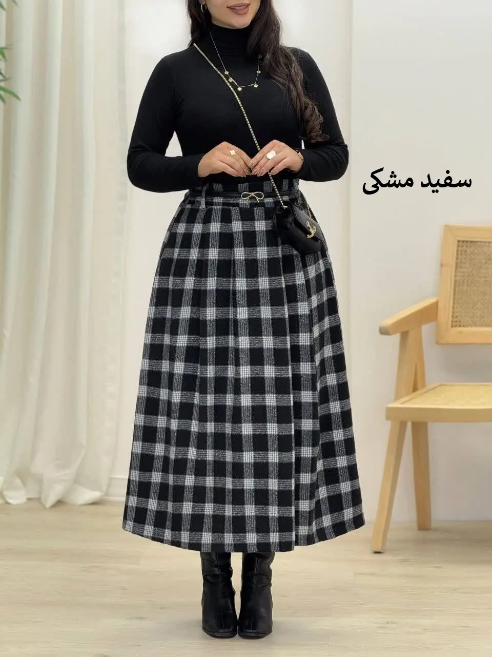 3643-دامن پاییزه چهارخونه